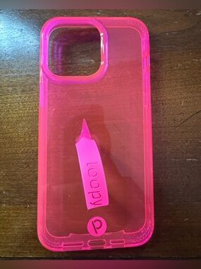 Loopy Case Clear Phone Case with Neon Pink Strap